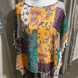 Patchwork poncho cover-up